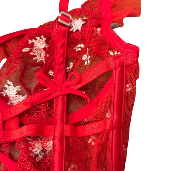 For Love & Lemons Red Lace & Mesh Underwire Bustier Bra SZ. XXS - Picture 11 of 16